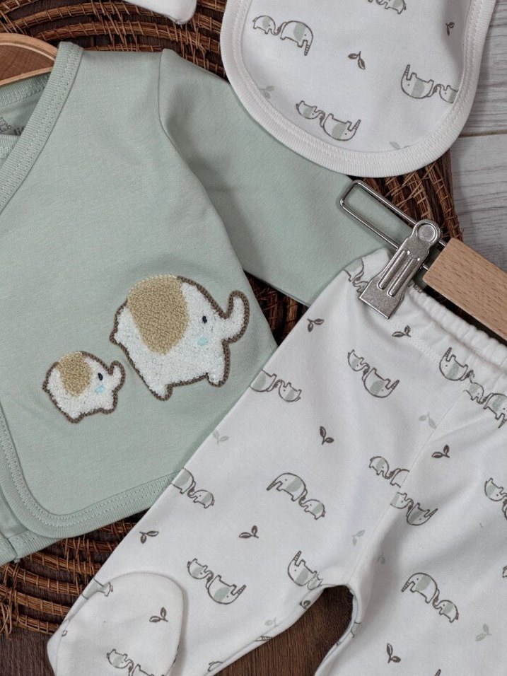 Nakışlı Bohem Pamuklu Bebek Takımı Hastane Çıkışı - Görsel 2