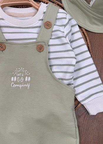 1,5 Yaş Beden Yeşil Çizgili Uzun Kollu Bebek Takımı