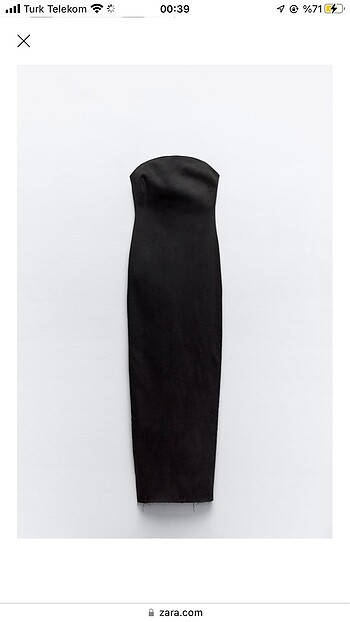 Zara siyah straplez elbise