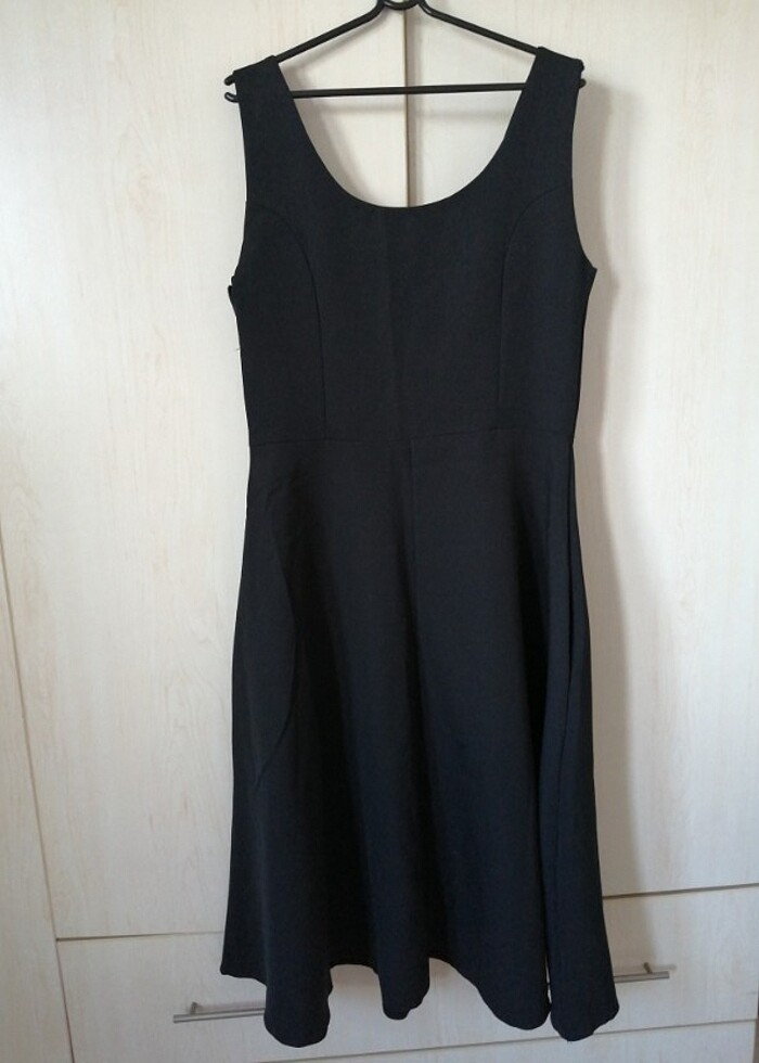 Siyah midi elbise - Görsel 3