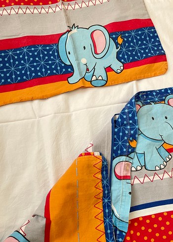 Renkli Fil Desenli Bebek Nevresim Takımı - Görsel 2