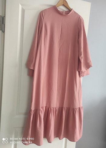 Armine Pembe Renkli Uzun Krep Elbise