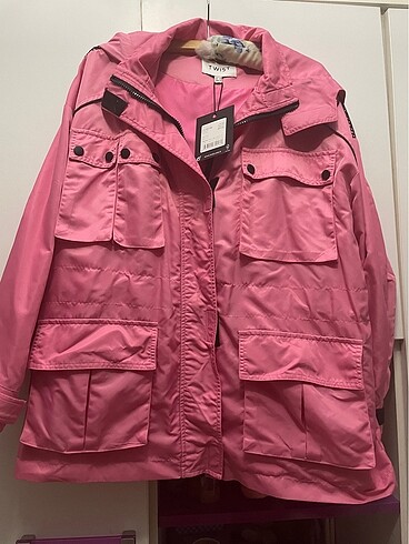 xs Beden TWİST PEMBE PATCH AKSESUARLI YAĞMURLUK