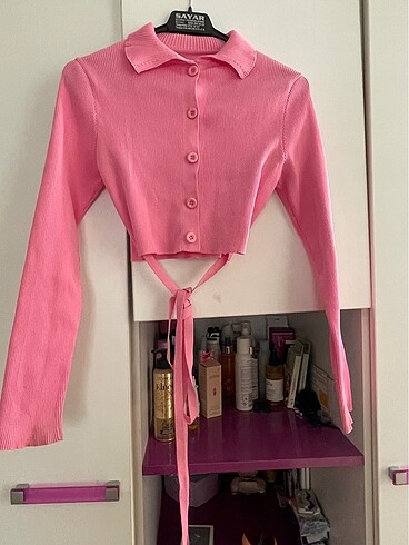 Twist TWİST PEMBE BAĞLAMA DETAYLI TRİKO HIRKA