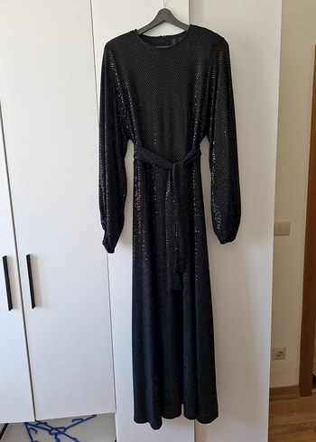 38 Beden siyah Renk Suud Collection Suud Shine Pullu Elbise