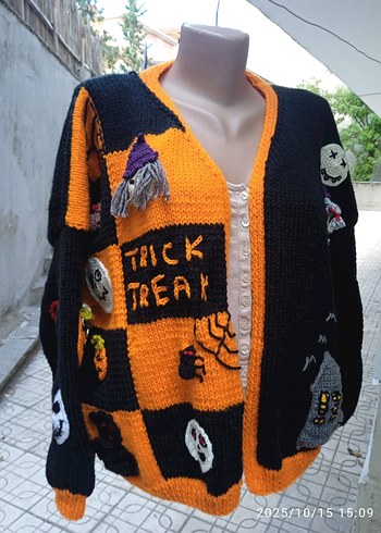 xl Beden HALLOWEEN ÖRGÜ HIRKA