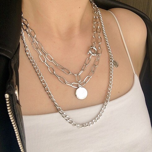Zara Çelik silver set kolye