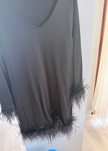 Kürk Detaylı Uzun Kollu Siyah Uzun Elbise - Görsel 3