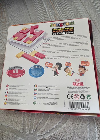  Beden Renk Renkli Tangram Eğitici Oyuncak 60 Farklı Şekil
