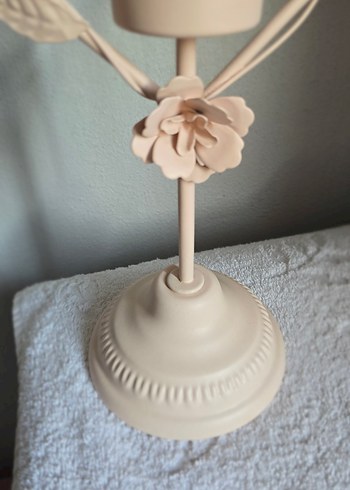 English Home Ferforje Pudra Çiçek Detaylı Ayaklı Mumluk Tealight - Görsel 4