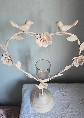 English Home Ferforje Pudra Çiçek Detaylı Ayaklı Mumluk Tealight - Görsel 2