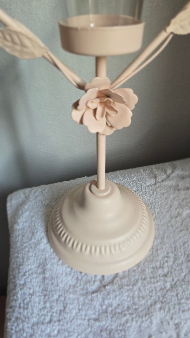 English Home Ferforje Pudra Çiçek Detaylı Ayaklı Mumluk Tealight - Görsel 4