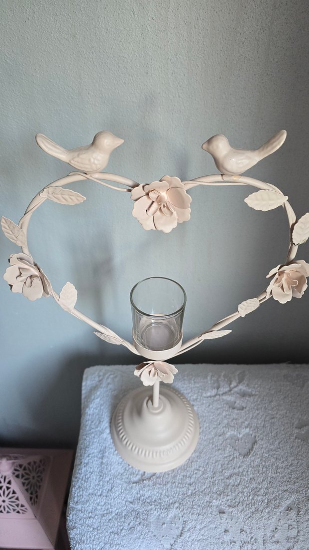 English Home Ferforje Pudra Çiçek Detaylı Ayaklı Mumluk Tealight - Görsel 2