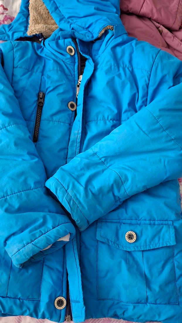 Mavi Erkek Çocuk Düğmeli Kaban mont - Görsel 4