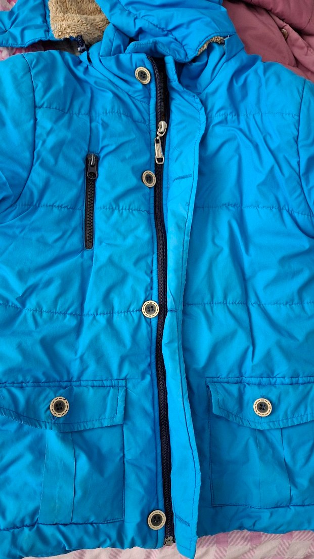 Mavi Erkek Çocuk Düğmeli Kaban mont - Görsel 2