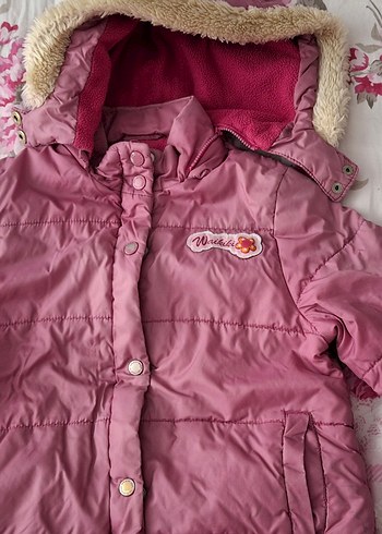 Kız Çocuk Pembe Kürklü Mont