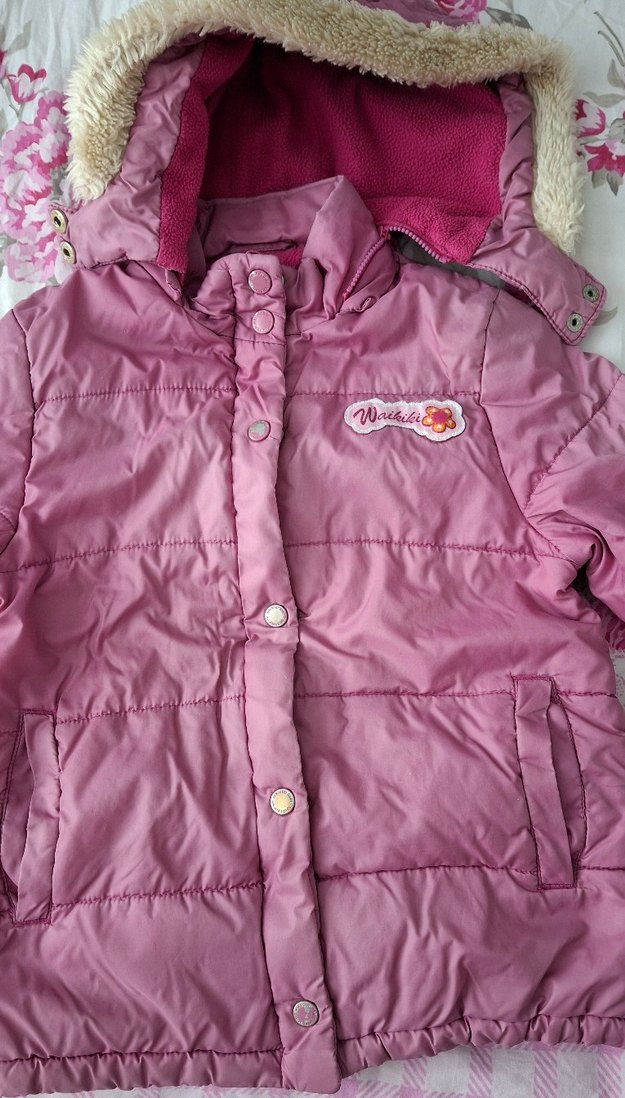 Kız Çocuk Pembe Kürklü Mont - Görsel 2