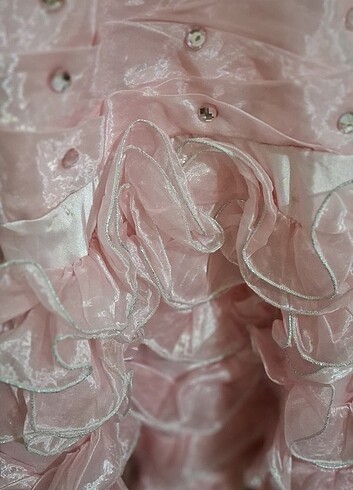 Kız çocuk pembe abiye elbise 4-5-6 yas - Görsel 5