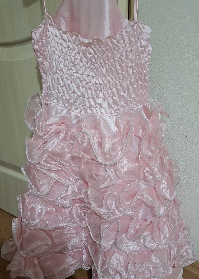 Kız çocuk pembe abiye elbise 4-5-6 yas - Görsel 2