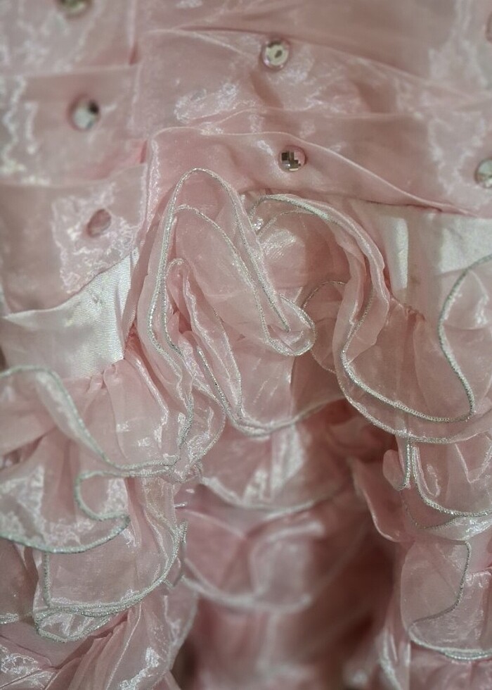 Kız çocuk pembe abiye elbise 4-5-6 yas - Görsel 5