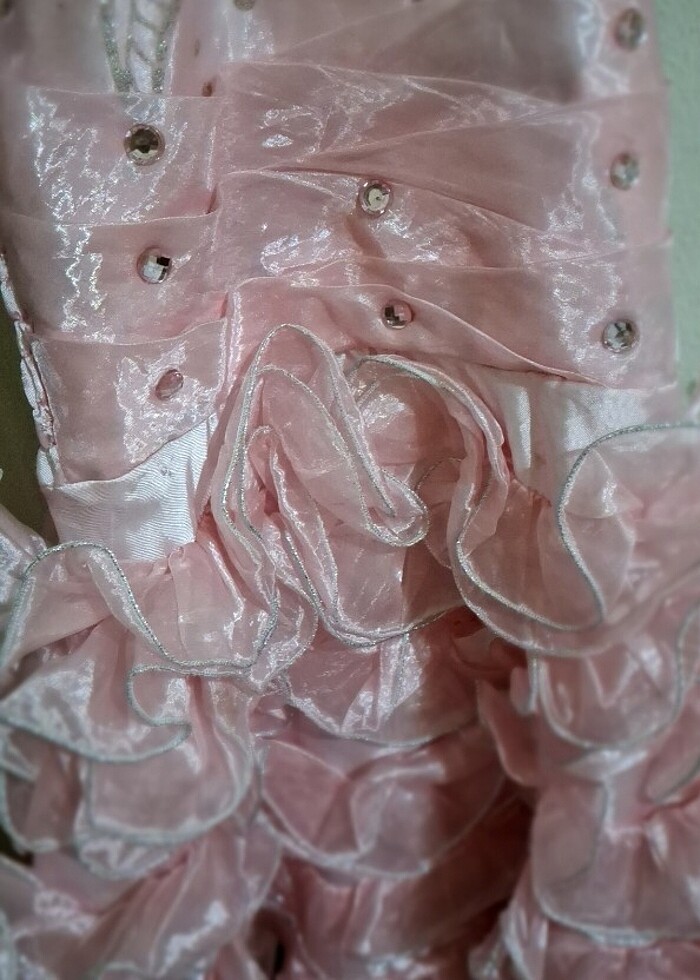 Kız çocuk pembe abiye elbise 4-5-6 yas - Görsel 3