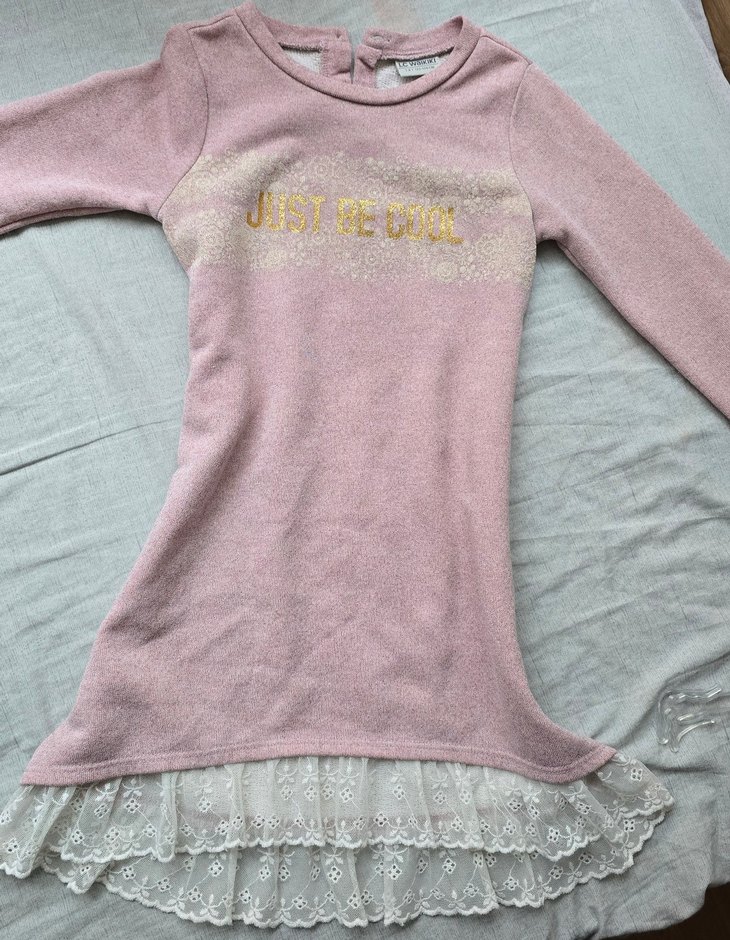 Lc Waikiki Pembe Dantelli Kız Çocuk Kışlık Elbise - Görsel 2