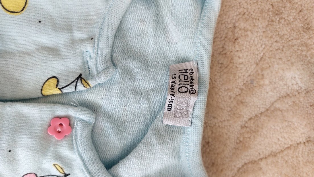 Mavi Pamuklu Kız Çocuk Düğmeli Tulum - Görsel 2