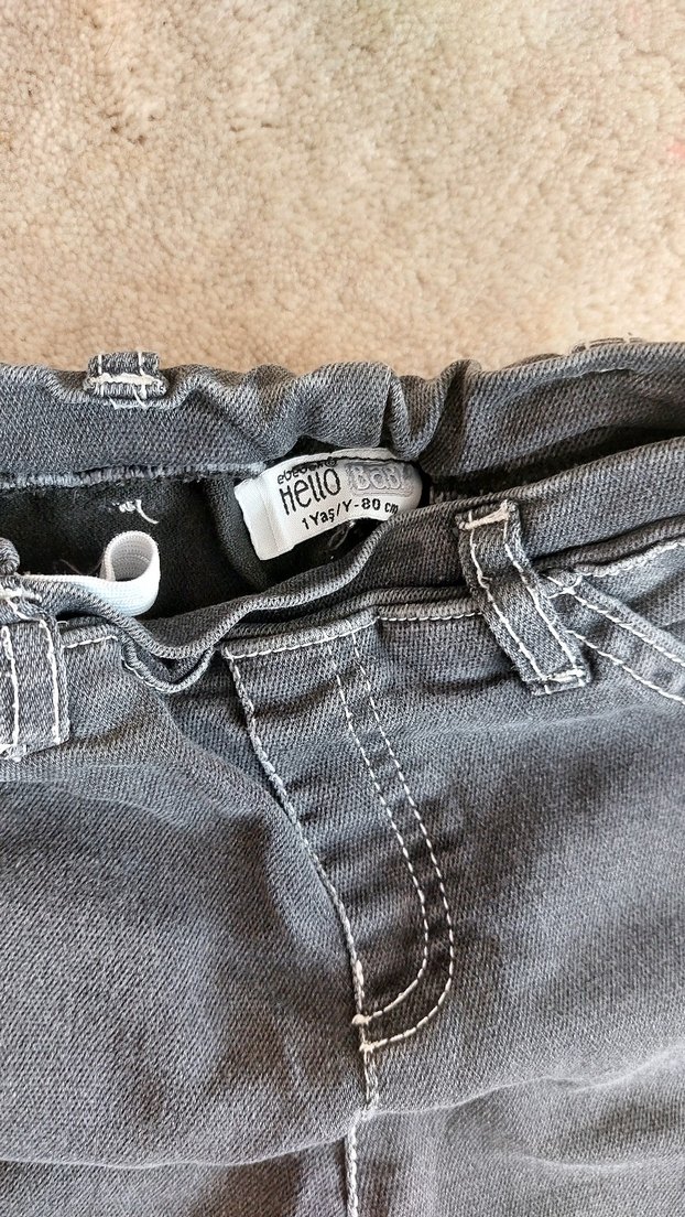 Gri Kız Çocuk Bol Kesim Denim Pantolon 1 yaş - Görsel 2