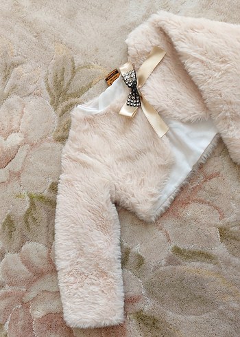 Kız Çocuk Bej Kürklü Bolero 1 yaş - Görsel 2