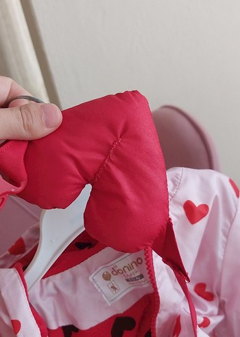9-12 Ay Beden pembe Renk Kız Çocuk Pembe Desenli Fermuarlı Yağmurluk 9-12 ay