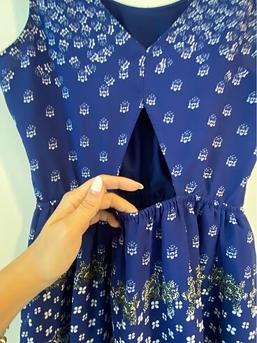 xs Beden lacivert Renk H&m mavi sırt dekolteli elbise