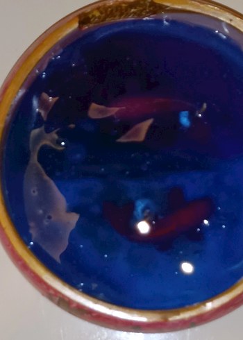 kırmızı balık beton saksı mum - Görsel 3