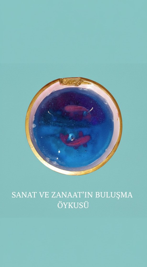 kırmızı balık beton saksı mum - Görsel 2