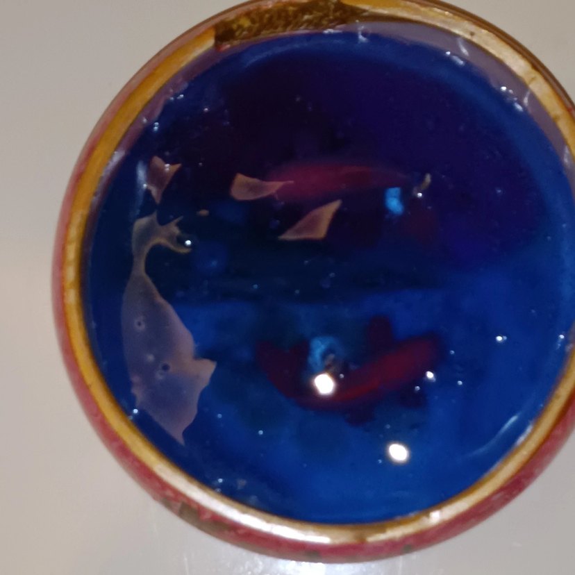 kırmızı balık beton saksı mum - Görsel 3