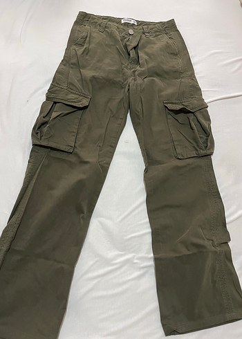 Kadın Haki Loose Fit Kargo Pantolon