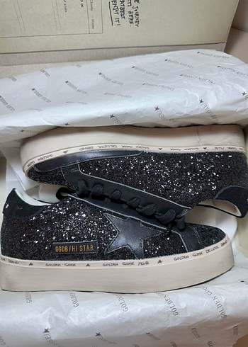 Golden Goose 37 NSiyah Simli Platform Topuklu Kadın Spor Ayakkab