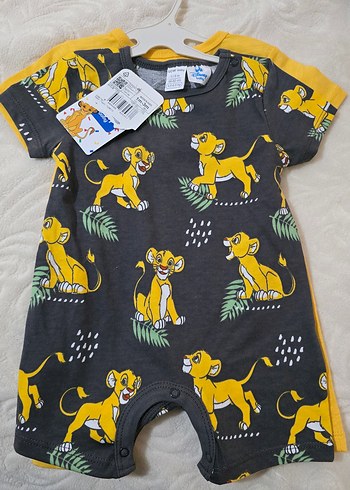 LC Waikiki Sarı Kısa Kollu Bebek Tulum - Lion King