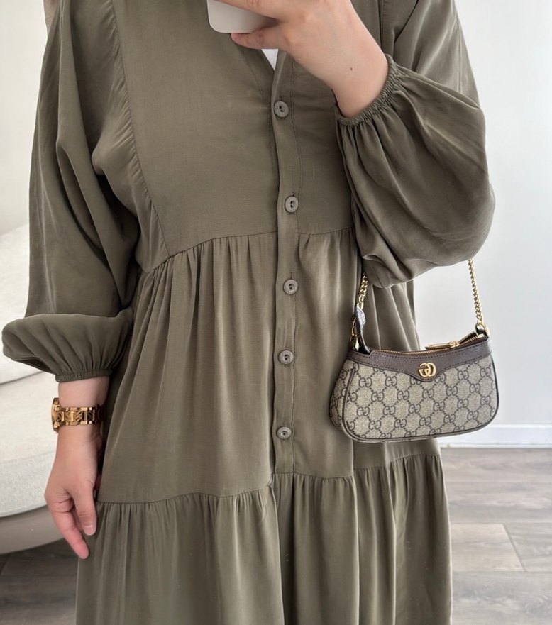 Salaş Kesim Kemerli Uzun Kadın Elbise - Görsel 2