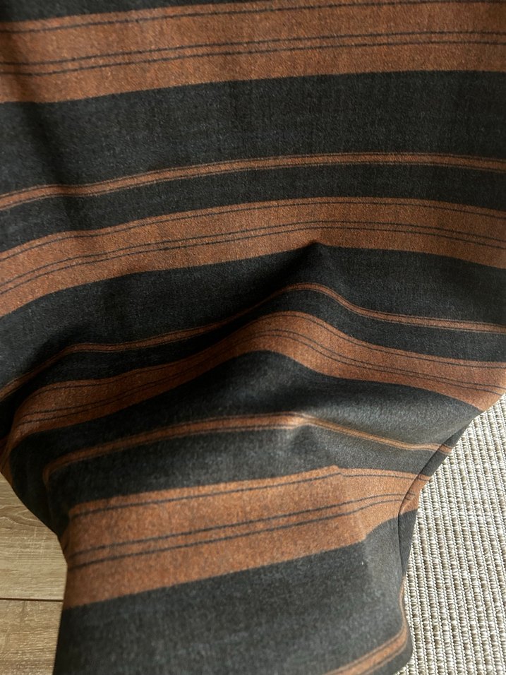 Kahverengi Çizgili Pilili Uzun Etek - Görsel 2