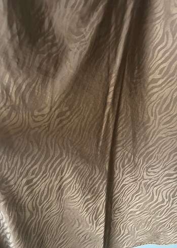 Drapeli Parlak Kahverengi Kadın Uzun Etek - Görsel 2