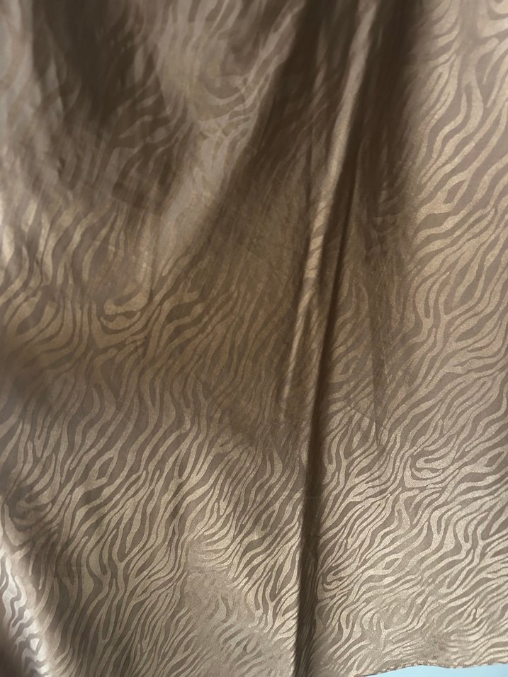 Drapeli Parlak Kahverengi Kadın Uzun Etek - Görsel 2