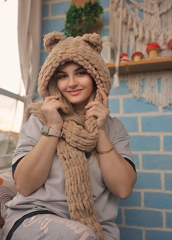 Bej Örgü Kadın Bere - Görsel 3