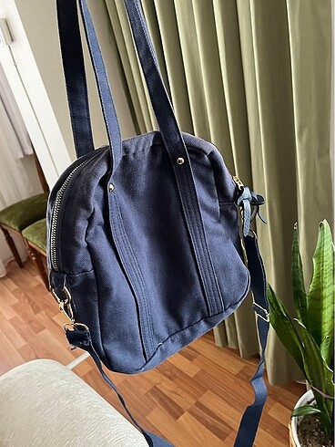 Zara lacivert kumaş sırt çantası