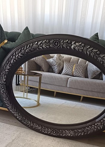 Siyah Oval Dekoratif Ayna