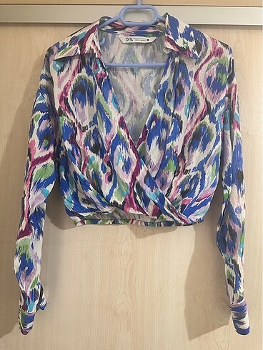 Zara XS Dökümlü Crop Gömlek