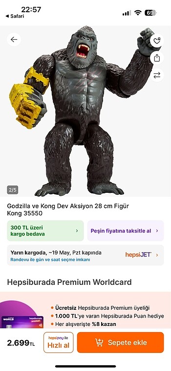 Beden Renk Godzilla Kong