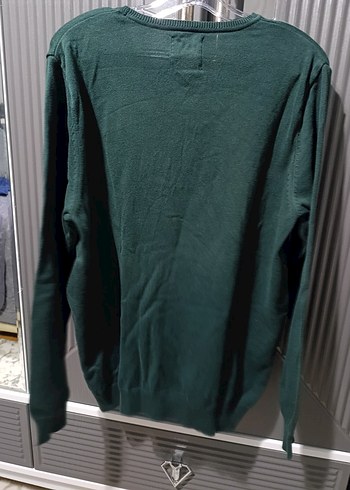 Erkek Koyu Yeşil Salaş Bisiklet Yaka Kazak - Görsel 2