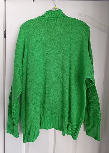 Yeşil Balıkçı Yaka Örgü Kadın Kazak - Görsel 2