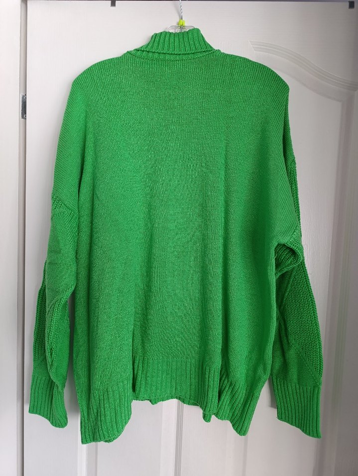 Yeşil Balıkçı Yaka Örgü Kadın Kazak - Görsel 2