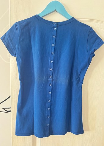Mavi simli  Baskılı Kısa Kollu tshirt - Görsel 4